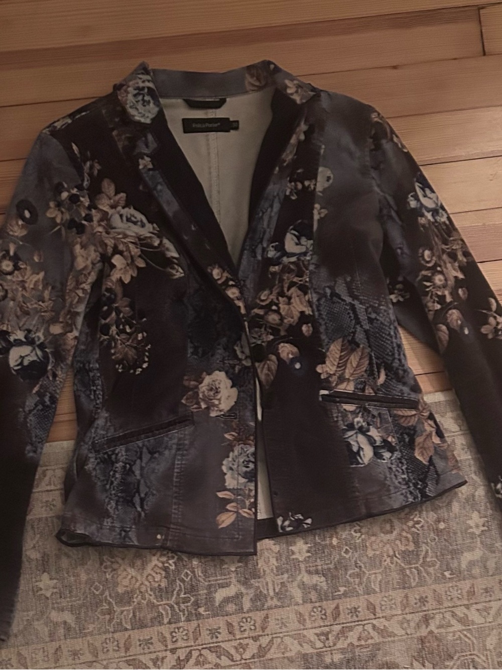 Puritan Floral Patterned Blazer in Brown and Cream